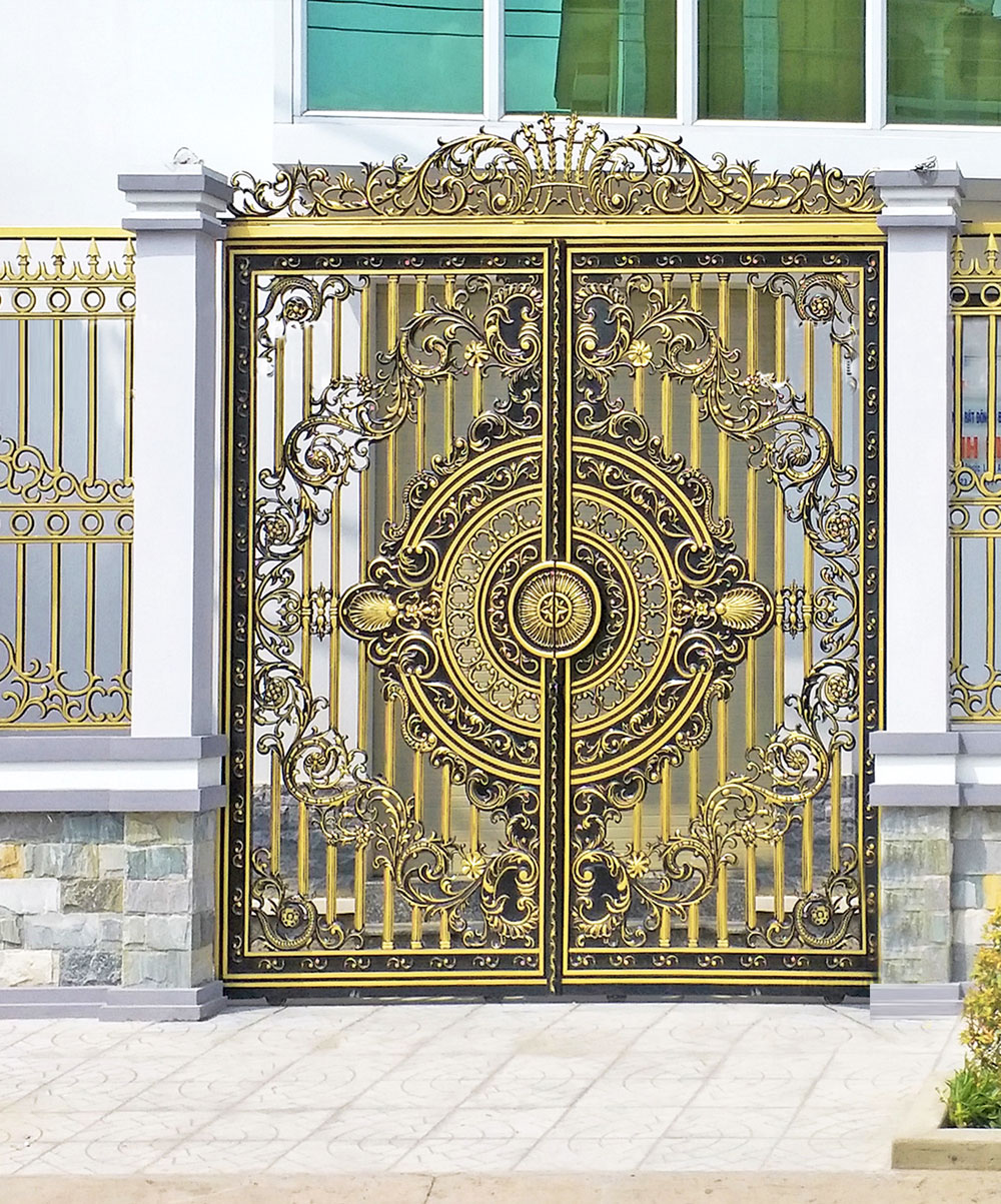 Cổng nhôm đúc hoa lá tây số 26