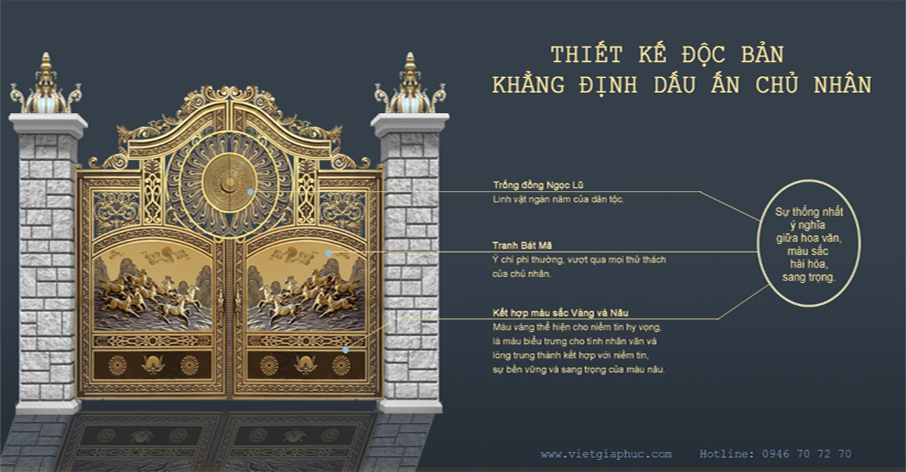 Cổng nhôm đúc bát mã - thiết kế độc bản